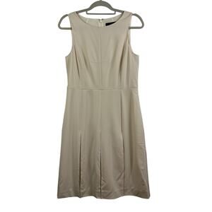 J Crew 365 New Cream Wool Sheath Dress Size 8 Pleated Sleeveless Neutral Preppy
